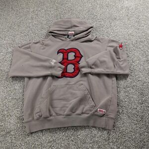Boston Red Sox Hoodie Mens M Gray MLB Baseball Stitches Logo Pullover Sweatshirt